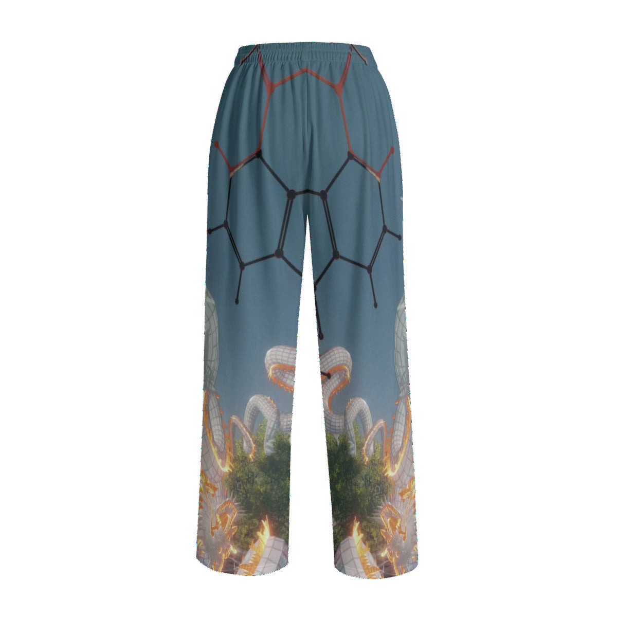 Psychedelic Dragon Print Unisex Wide Leg Pants