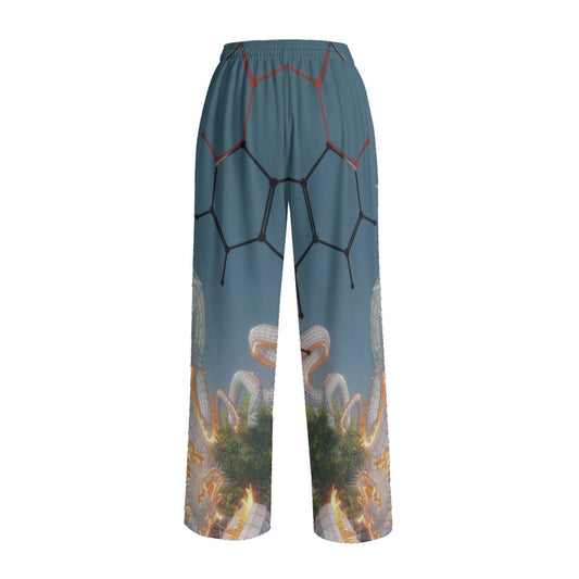Psychedelic Dragon Print Unisex Wide Leg Pants