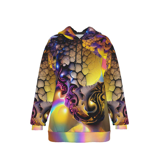 Mindelbrot All-Over Psychedelic Digital Art Print Women's Heavy Fleece Hoodie