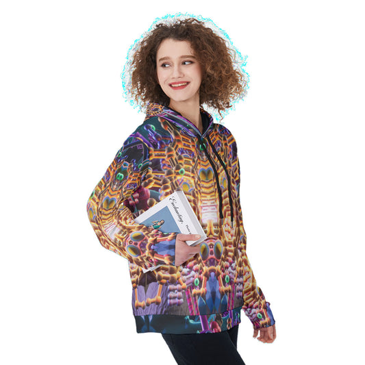 Psychedelic All-Over Print Women's Heavy Fleece Hoodie