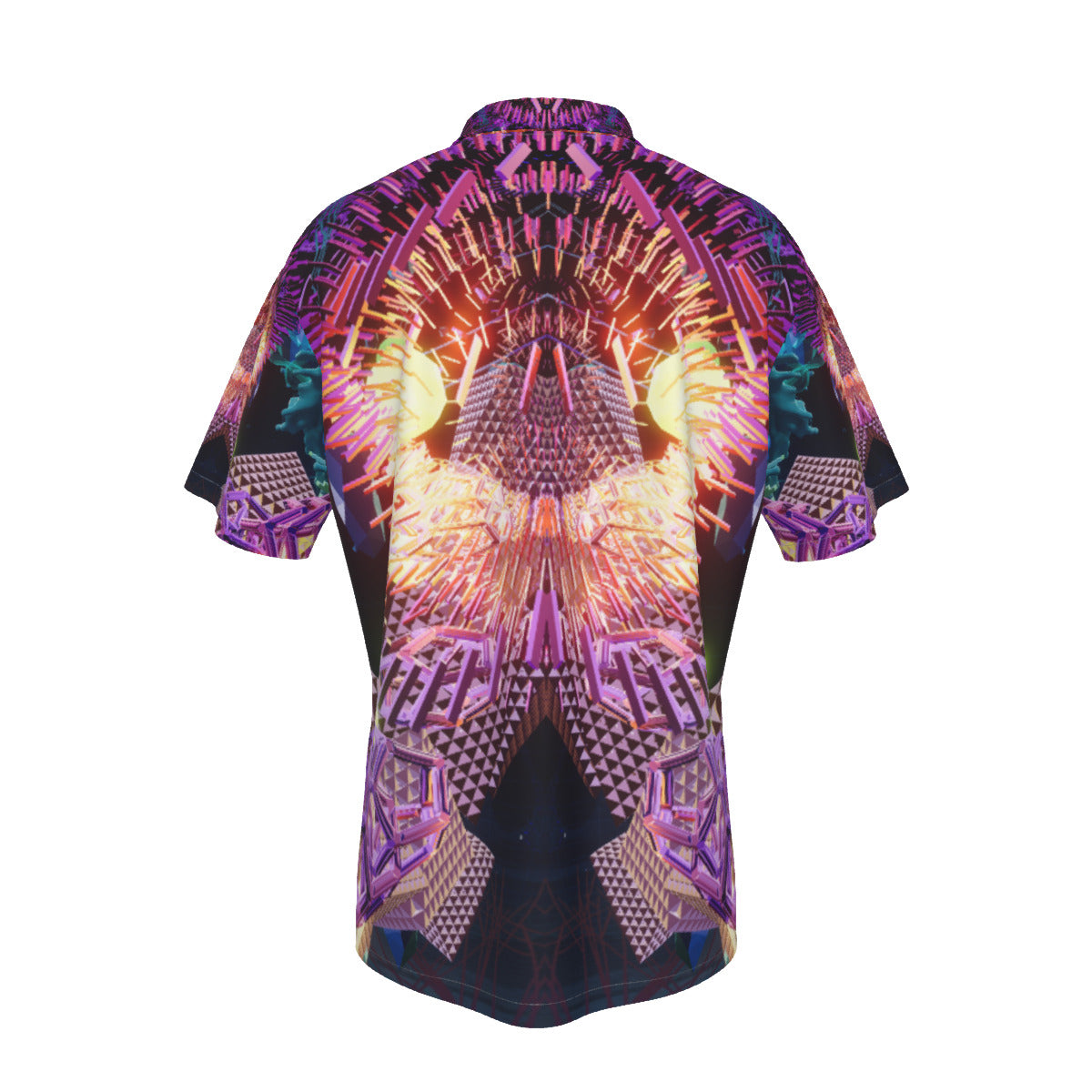 Psychedelic 3D Digital Art Print Men's Hawaiian Shirt With Pocket