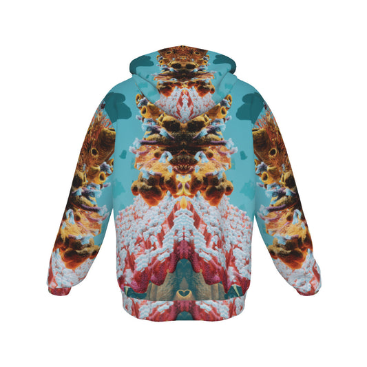 VI Jam Fest Coral Microdose All-Over Print Zip Up Hoodie With Pocket