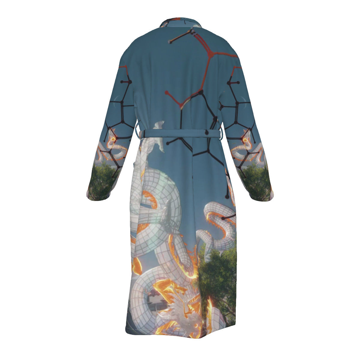 Psychedelic Dragon 3D Digital Art Print Men's Heavy Fleece Robe