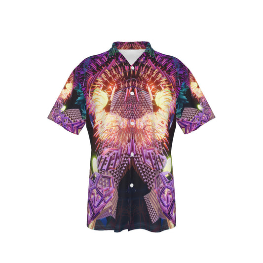 Psychedelic 3D Digital Art Print Men's Hawaiian Shirt With Pocket