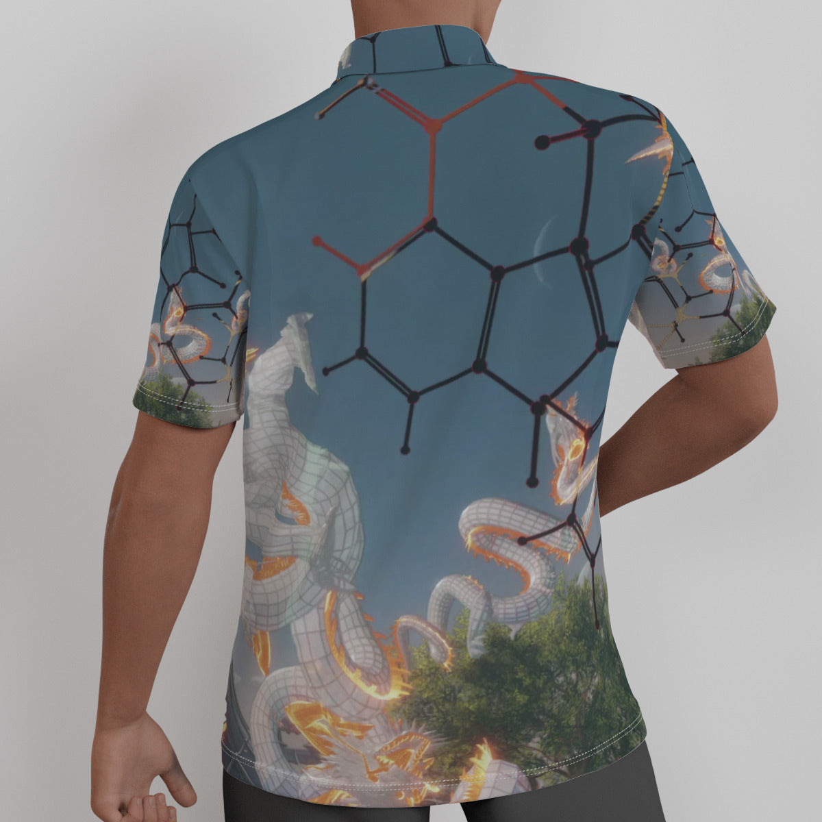 Psychedelic Dragon Digital Art Print Men's Shirt