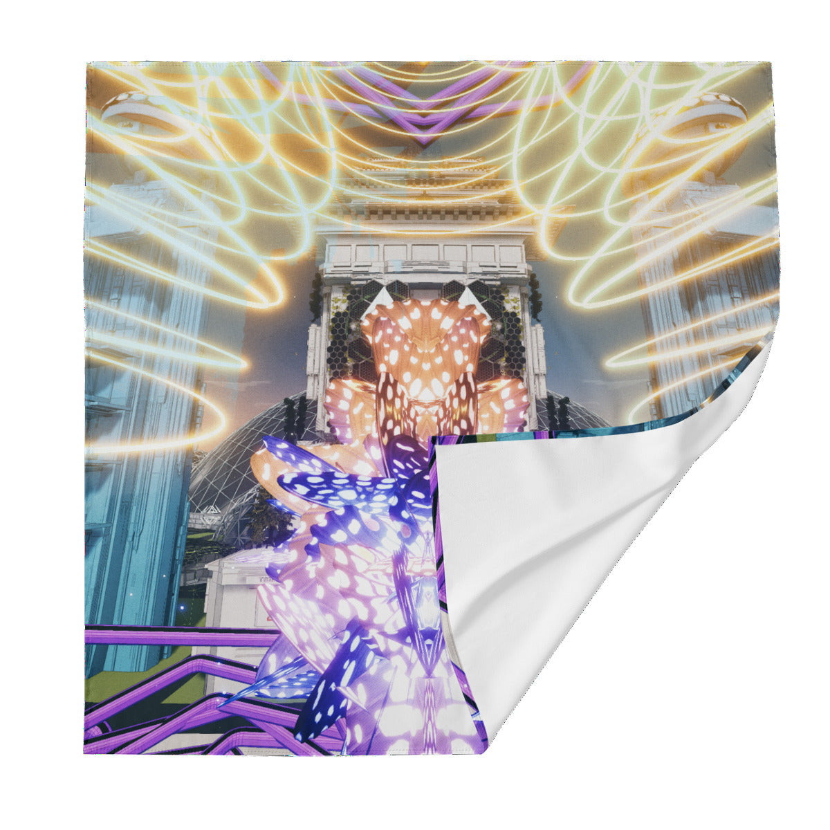 Psychedelic Butterfly 3D Digital Art Print Silk Scarf