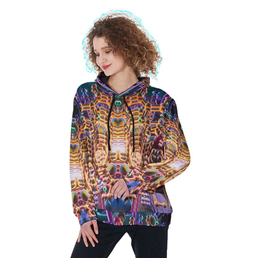 Psychedelic All-Over Print Women's Heavy Fleece Hoodie