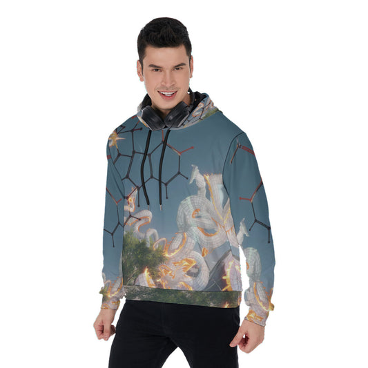 Psychedelic Dragon 3D Digital Art Print Men's Thicken Pullover Hoodie