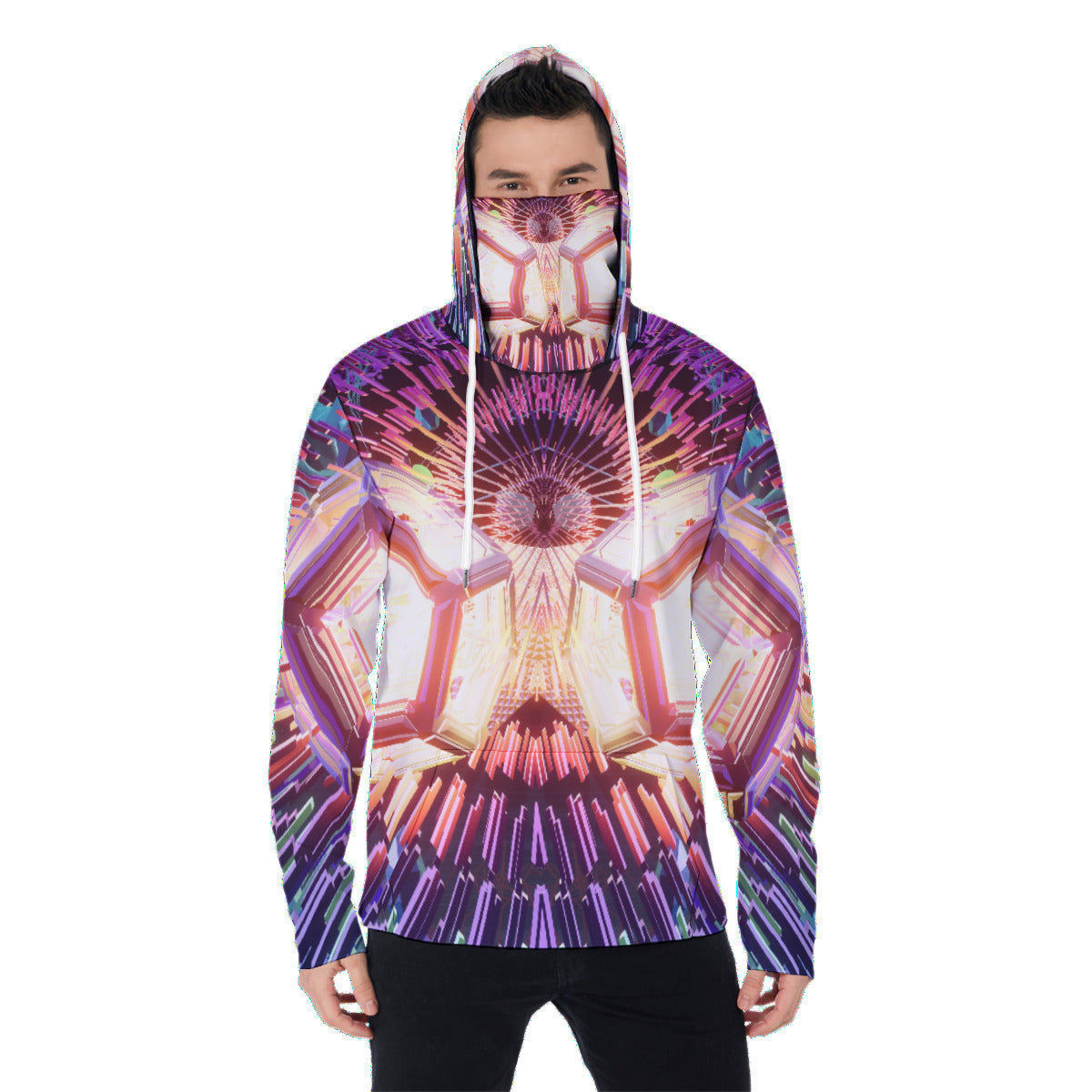 Psychedelic Dodecahedron Men's Heavy Fleece Hoodie With Mask