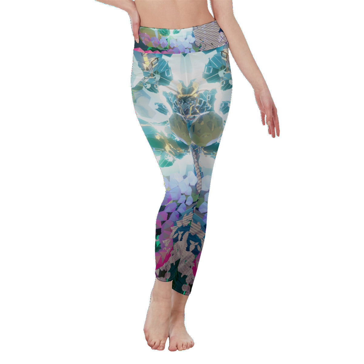 3D Psychedelic Floral Print Women's High Waist Leggings | Side Stitch Closure