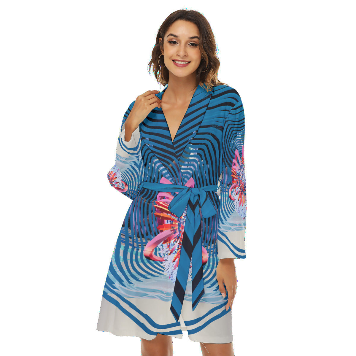 Psychedelic 3D Digital Art Print Women's Robe