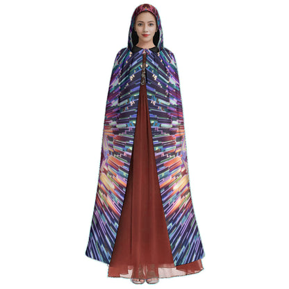 Psychedelic 3D Digital Art Print Unisex Hooded Cloak | Microfiber