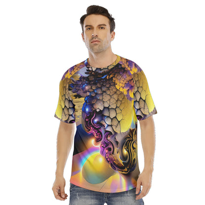 Mindelbrot All-Over Psychedelic Print Men's O-neck Short Sleeve T-shirt