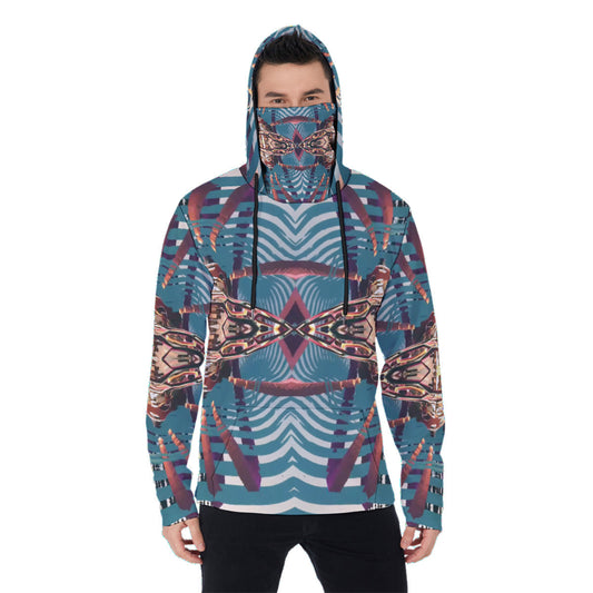 Psychedelic Orbopus Digital Art Print Men's Heavy Fleece Hoodie With Mask