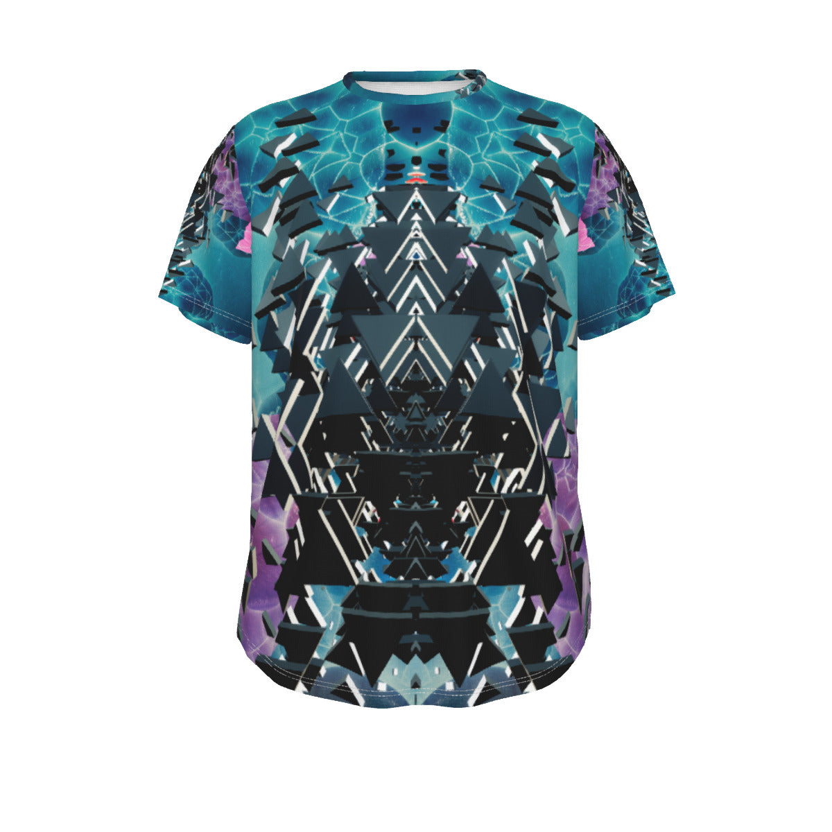 Psychedelic All-Over Print Men's Short Sleeve Rounded Hem T-shirt