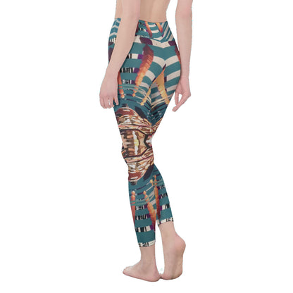 Psychedelic Orbopus 3D Digital Art Print Women's High Waist Leggings | Side Stitch Closure