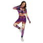 Psychedelic Digital Art Print Women's Sport Set With Backless Top And Leggings