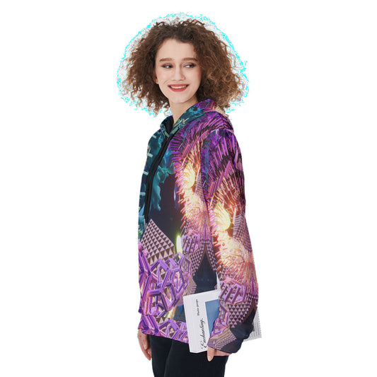 Psychedelic 3D Print Women's Heavy Fleece Hoodie