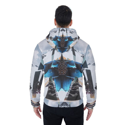 Crystalfly Psychedelic Mountain Digital Art Print Men's Sherpa Fleece Zip Up Hoodie
