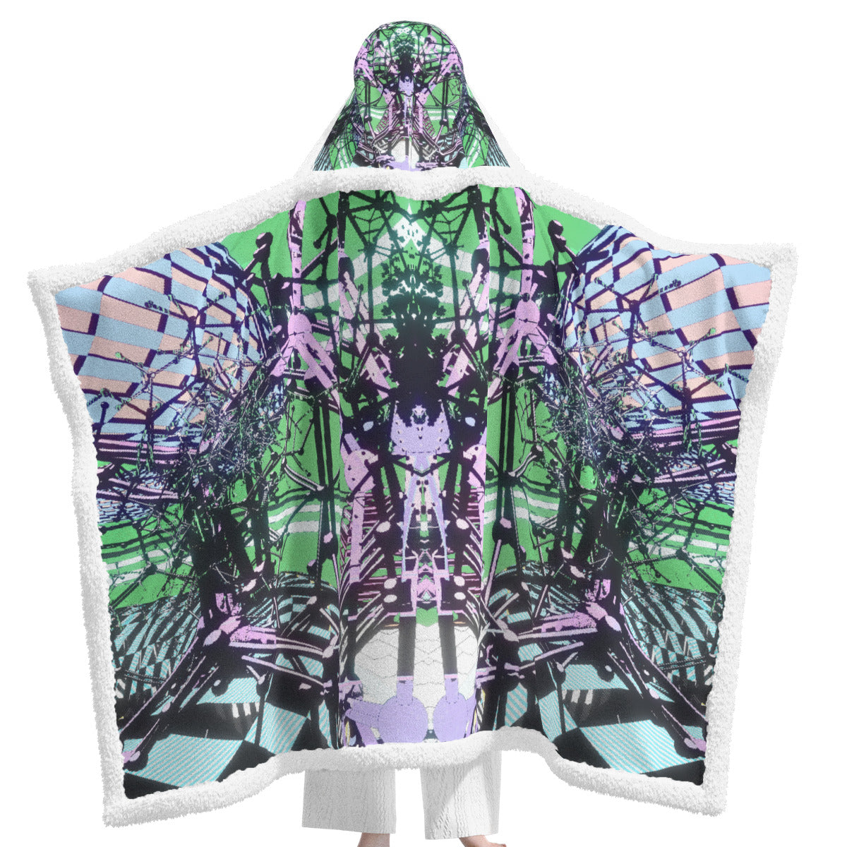 Psychedelic All-Over MicrodoseVR Print Unisex Wearable Hooded Blanket