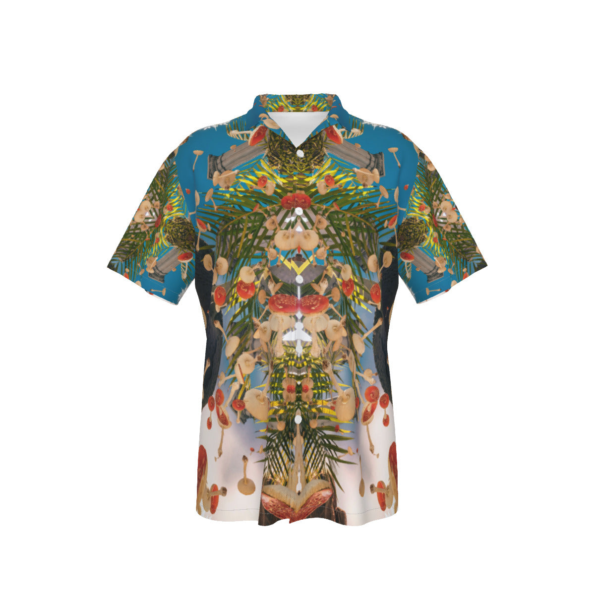 Mushyland All-Over  Print Psychedelic Digital Art Men's Hawaiian Shirt With Button Closure