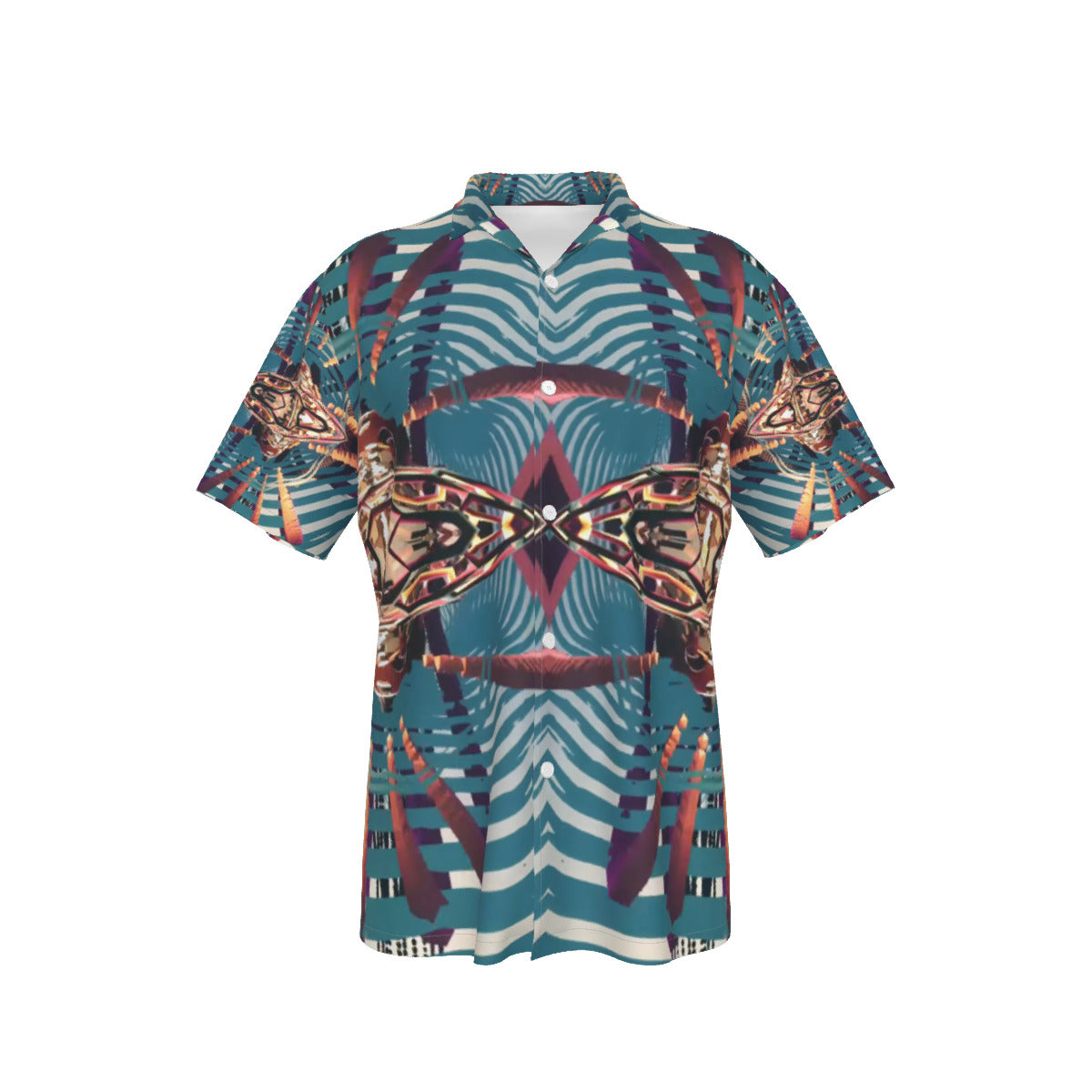 Psychedelic Orbopus 3D Digital Art Print Men's Hawaiian Shirt With Pocket