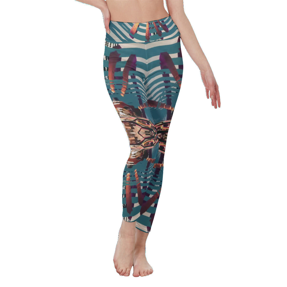 Psychedelic Orbopus 3D Digital Art Print Women's High Waist Leggings | Side Stitch Closure