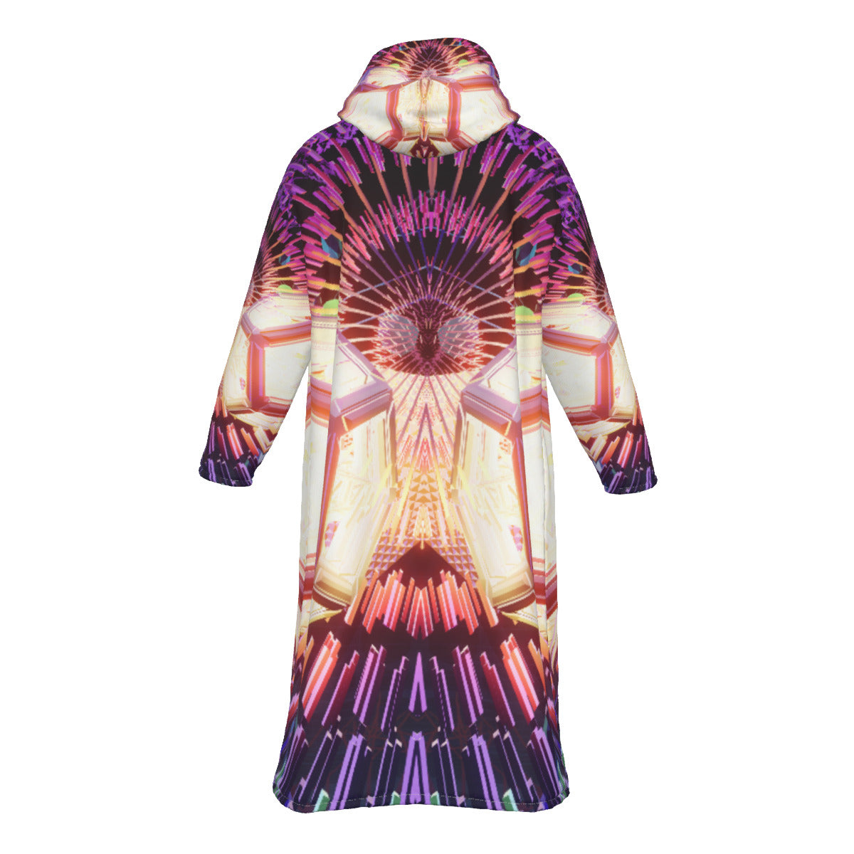 Psychedelic Dodecahedron 3D Digital Art Print Men's Long Fleece Zip Up Cloak