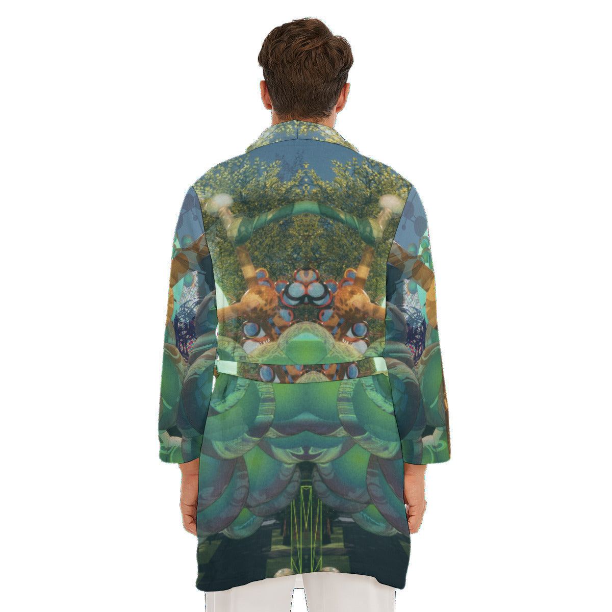Psychedelic 3D Digital Art Print Men's Borg Fleece Robe