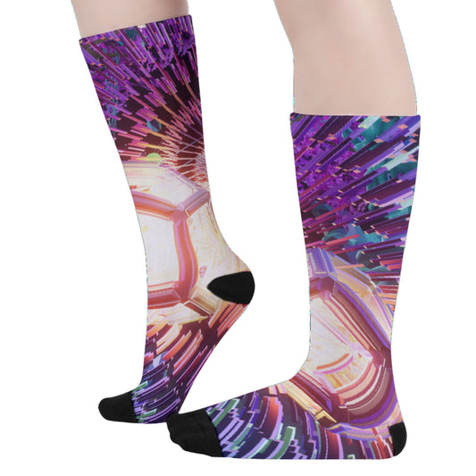 Psychedelic Dodecahedron 3D Digital Art Print Unisex Long Socks