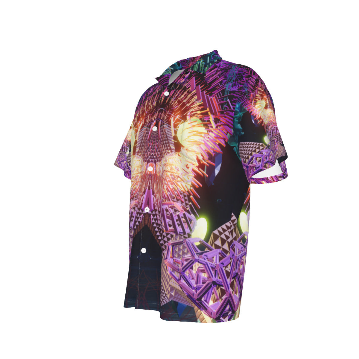 Psychedelic 3D Digital Art Print Men's Hawaiian Shirt With Pocket