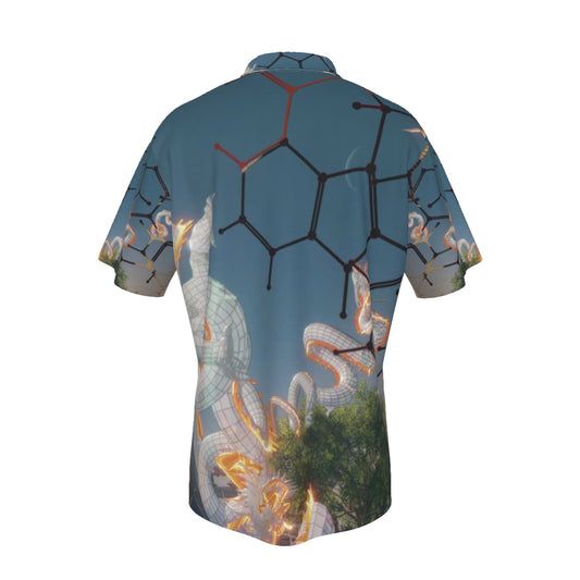 Psychedelic Dragon 3D Digital Art Print Men's Hawaiian Shirt With Pocket