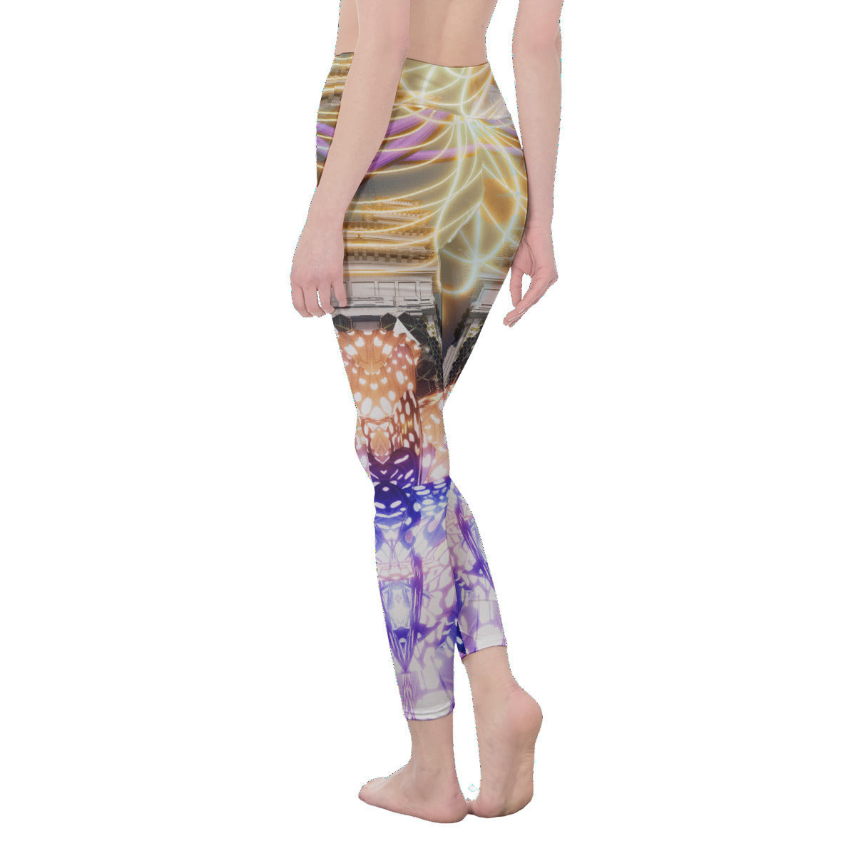 Psychedelic 3D Digital ArtPrint Women's High Waist Leggings | Side Stitch Closure