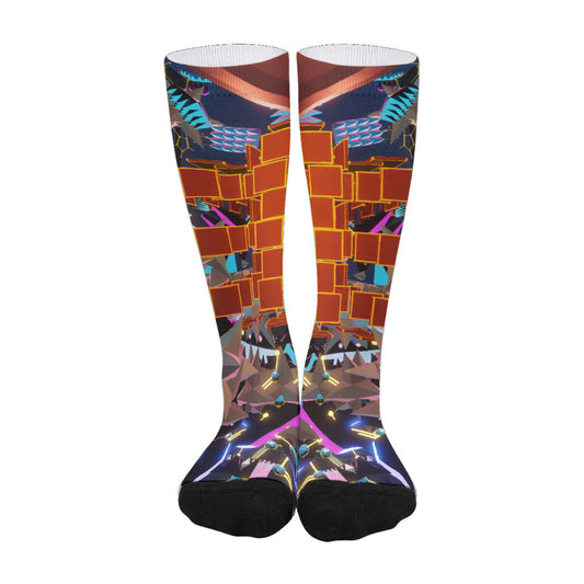 Psychedelic Pixels 3D Digital Art Print Unisex Long Socks