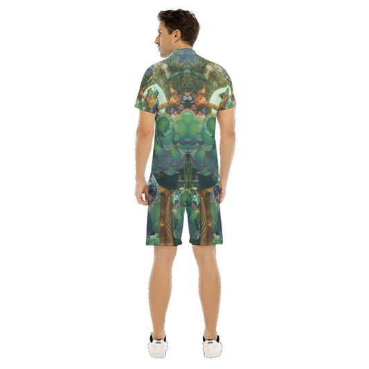 Psychedelic Orb Tree 3D Digital Art Print Men's Short Sleeve Shirt Set