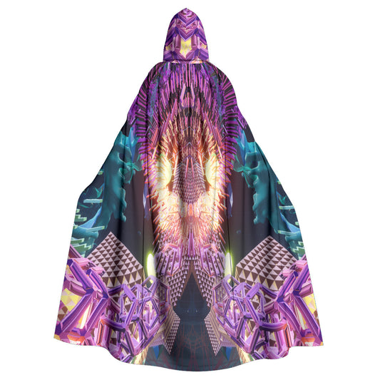 Psychedelic 3D Print Unisex Hooded Cloak | Microfiber