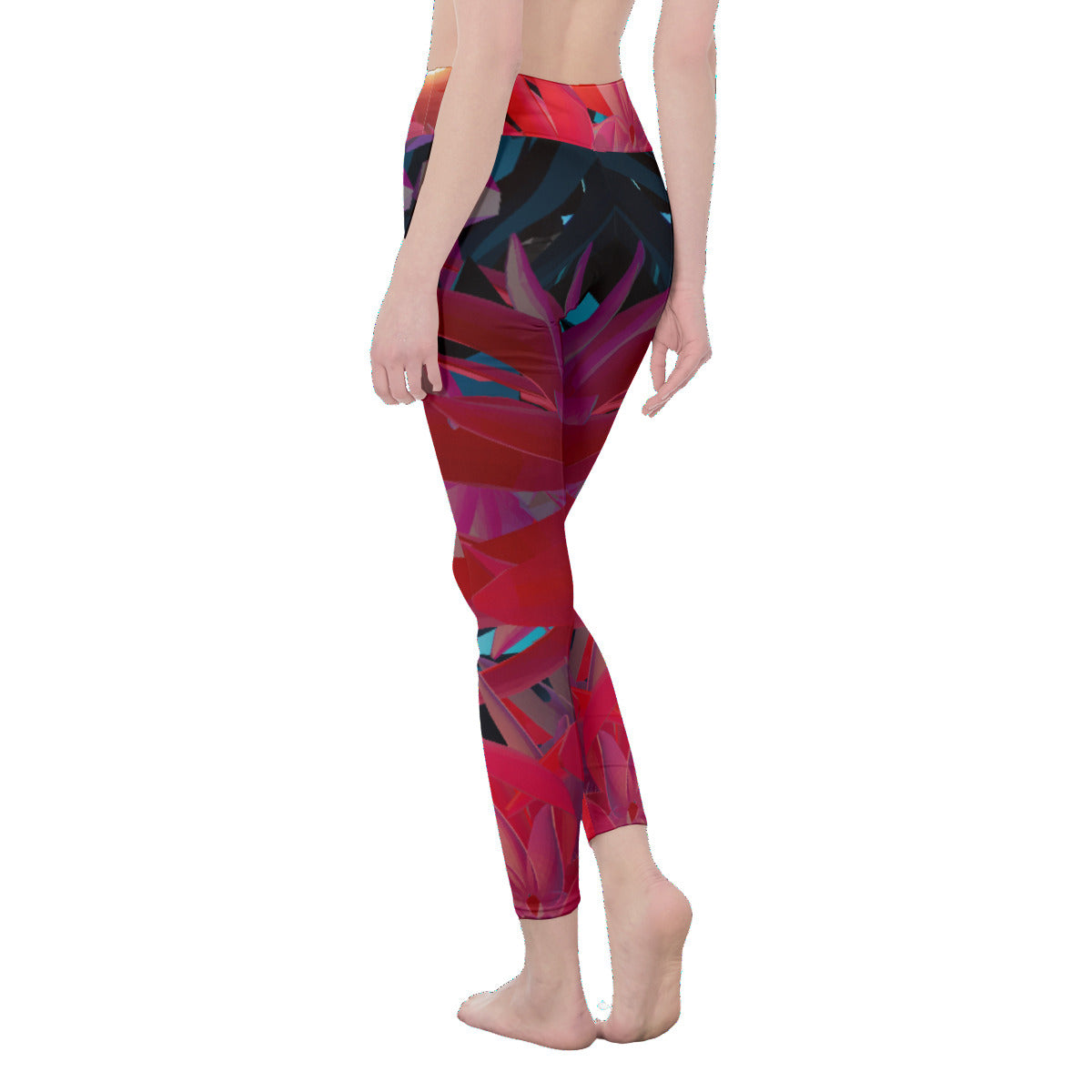 Psychedelic Lotus Dragon Digital Art Print Women's High Waist Leggings | Side Stitch Closure