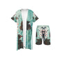 Psychedelic Floral All-Over Print Men's Collarless Silk Pajamas Suit