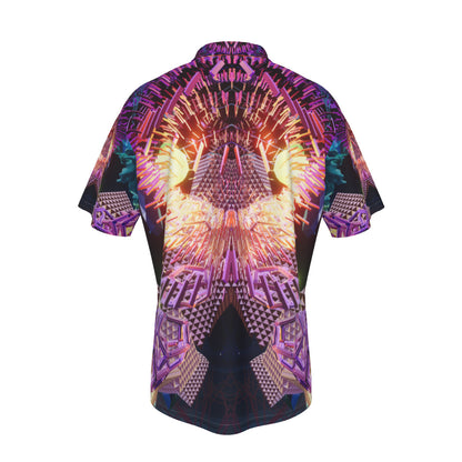 Psychedelic 3D Digital Art Print Men's Hawaiian Shirt With Pocket