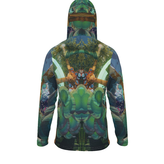 Psychedelic Orb Tree Men's Heavy Fleece Hoodie With Mask